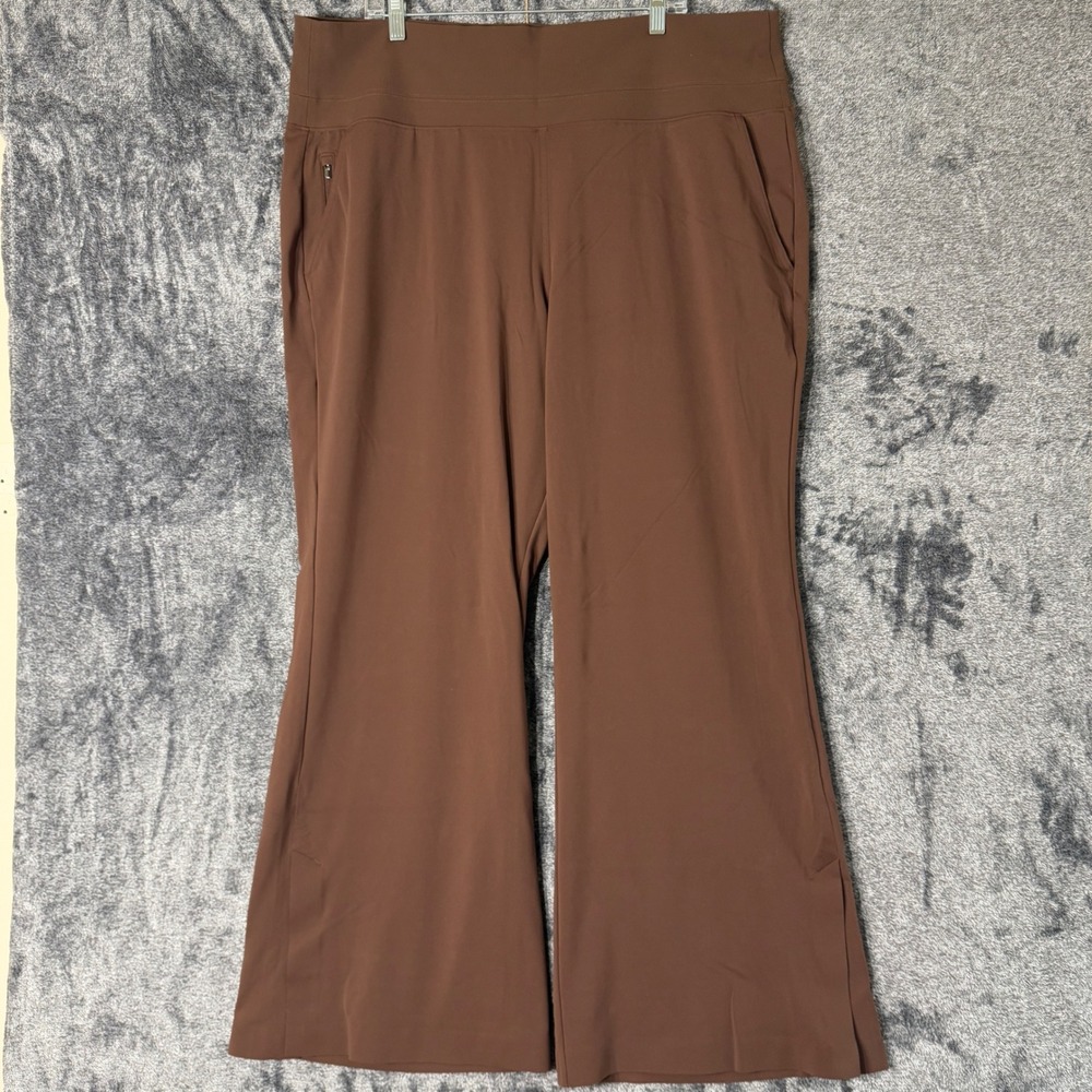 Athleta Venice Flare Pants Women's 2X‎ High-rise Wide Leg Brown Pull On Athletic